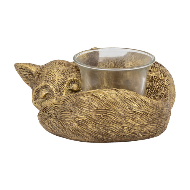 Sleeping Fox Tealight Holder – Gold