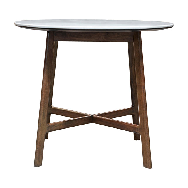Barcelona Round Dining Table with Marble Top – White Marble