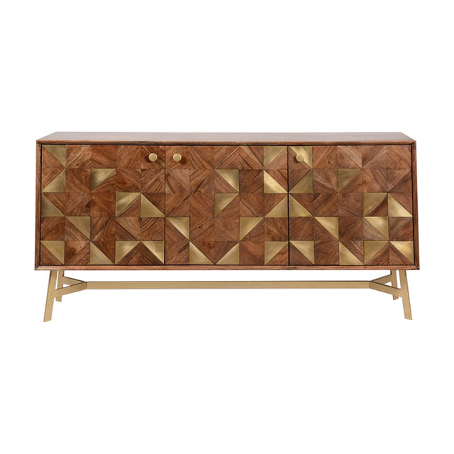 Tate Geometric 3 Door Sideboard – Brown