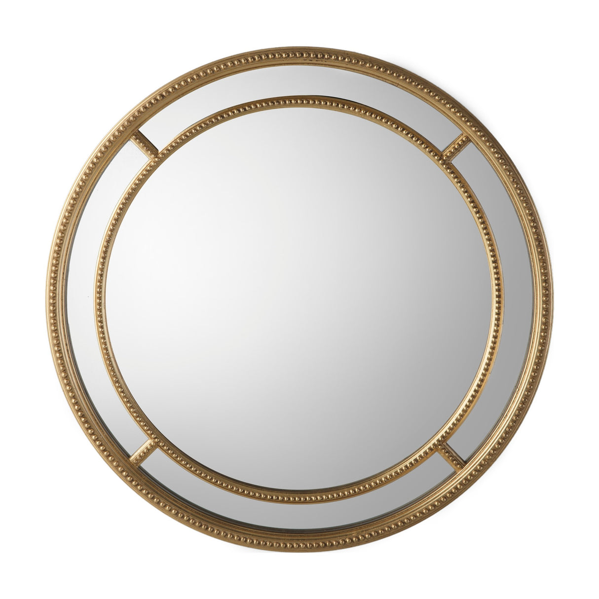 Sinatra Round Beaded Mirror – Gold