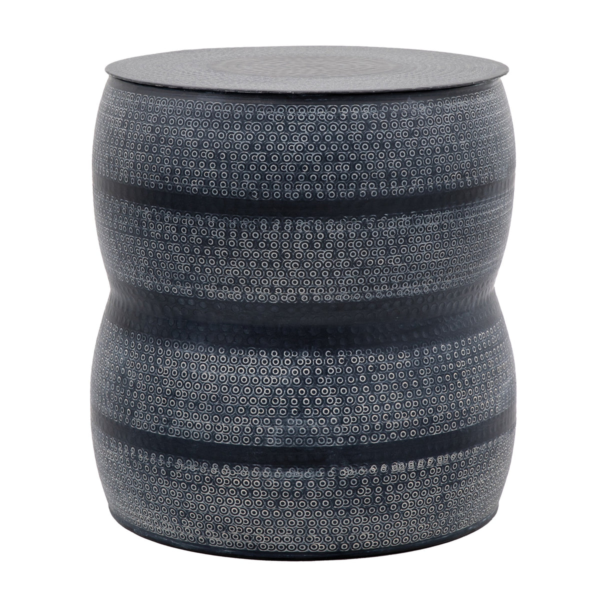 Rai Embossed Metal Side Table – Charcoal