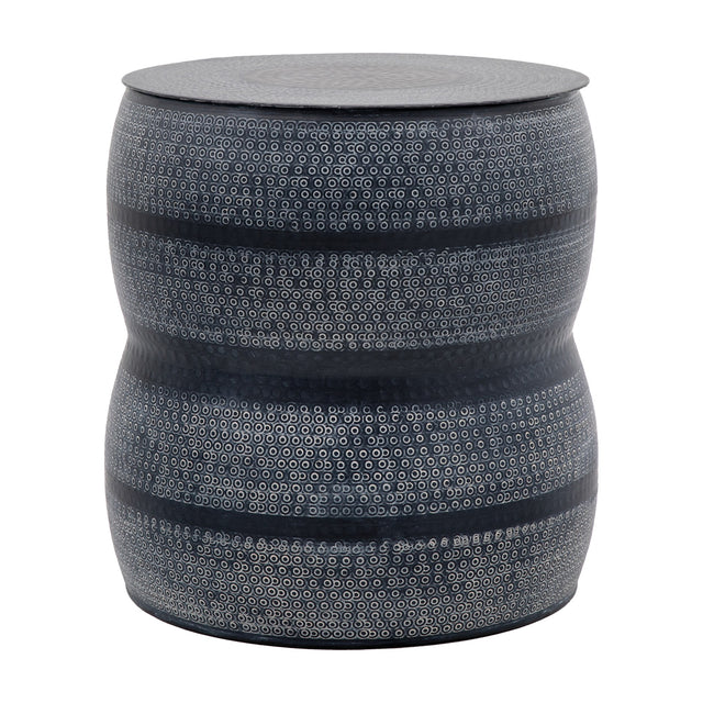 Rai Embossed Metal Side Table – Charcoal