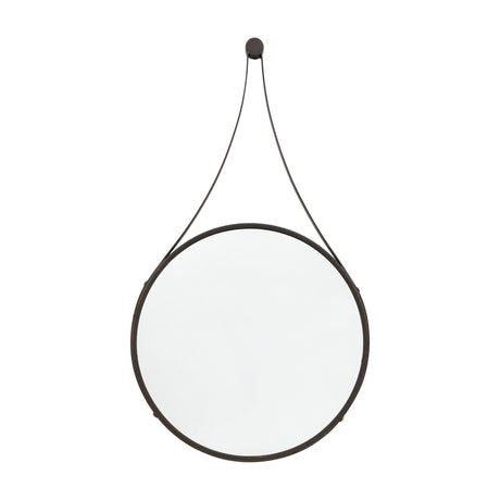 Broadway Round Hanging Mirror with Strap – Aged Bronze