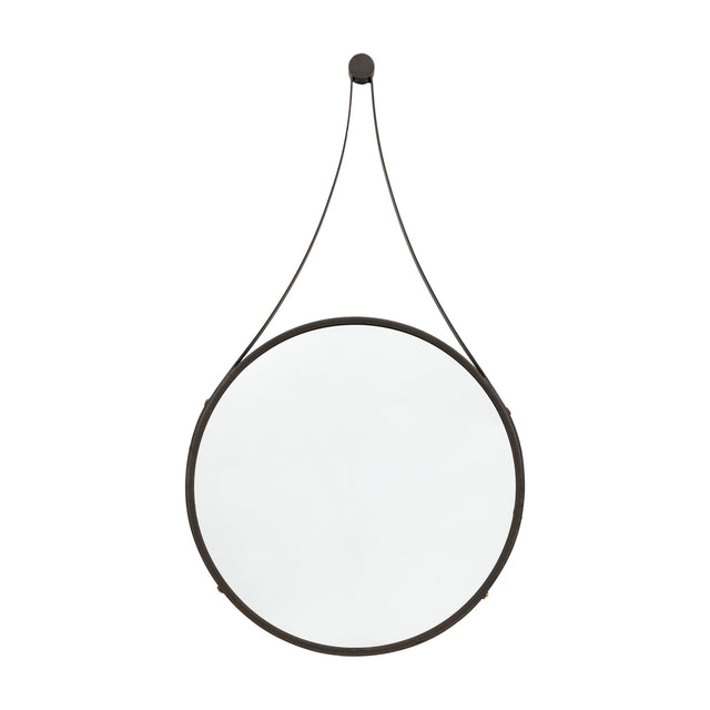 Broadway Round Hanging Mirror with Strap – Aged Bronze