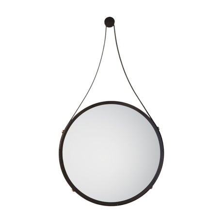 Broadway Round Hanging Mirror with Strap – Aged Bronze