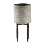 Albion Woven-Texture Metal Planter on Stand – Grey