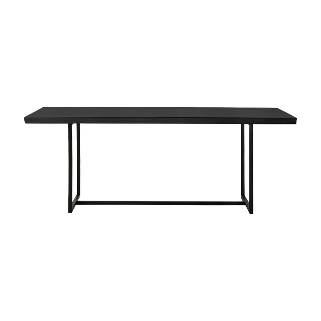 Gallery Direct Forvenne Dining Table with a rectangular black wood-effect top on a slim powder-coated metal frame, shown on a plain white background.