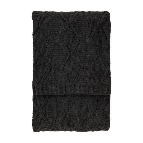 Chenille Cable Knit Throw – Charcoal Grey