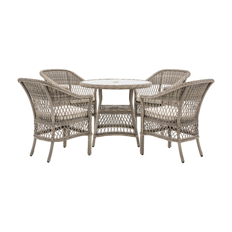 Menton 4 Seater Round Dining Set – Stone