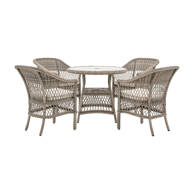 Menton 4 Seater Round Dining Set – Stone