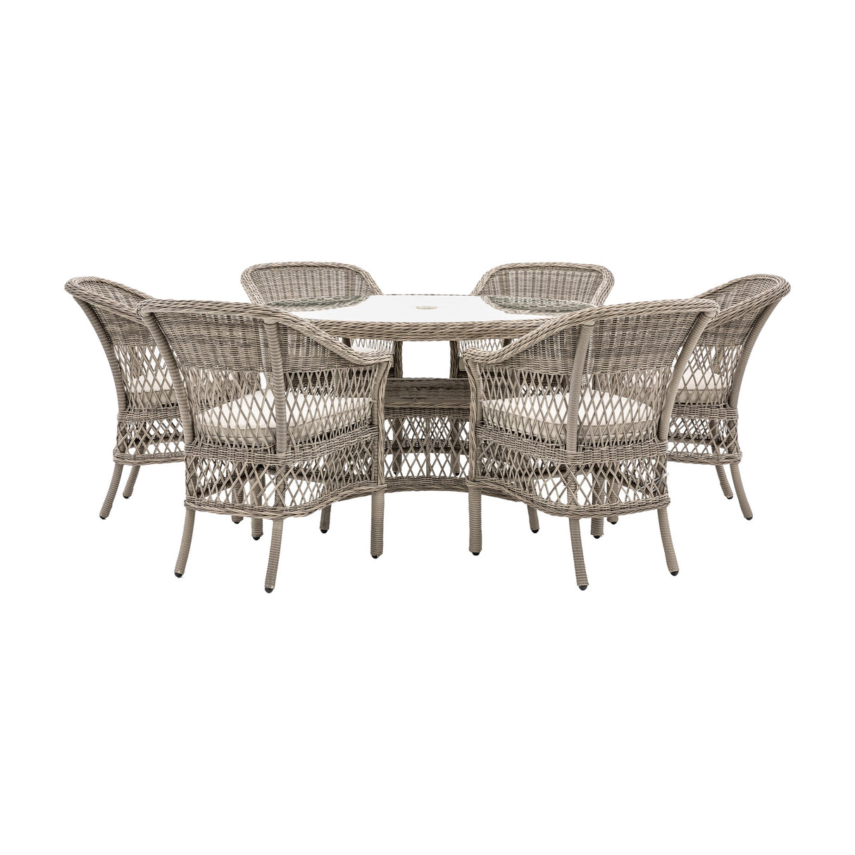 Menton 6 Seater Round Dining Set – Stone