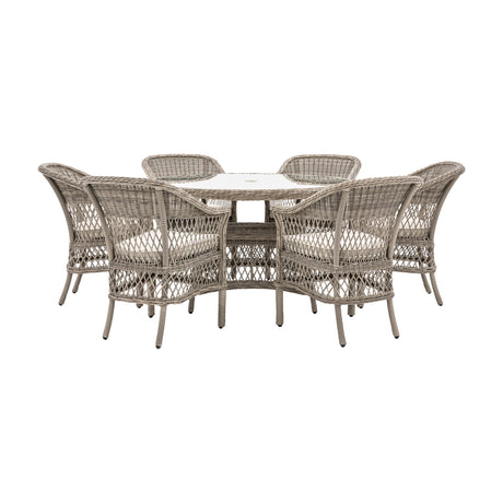 Menton 6 Seater Round Dining Set – Stone