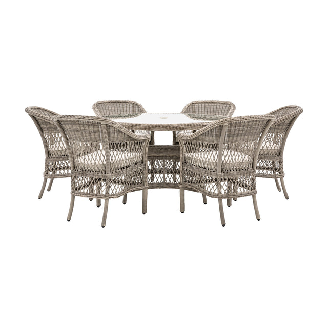 Menton 6 Seater Round Dining Set – Stone