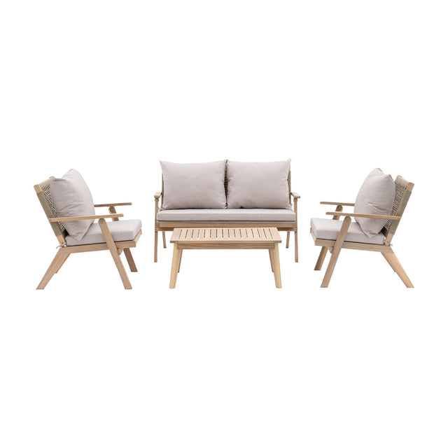 Marina Rope and Acacia 4 Piece Garden Lounge Set – Natural