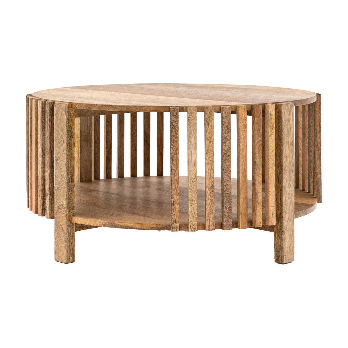 Voss Slatted Round Coffee Table – Natural