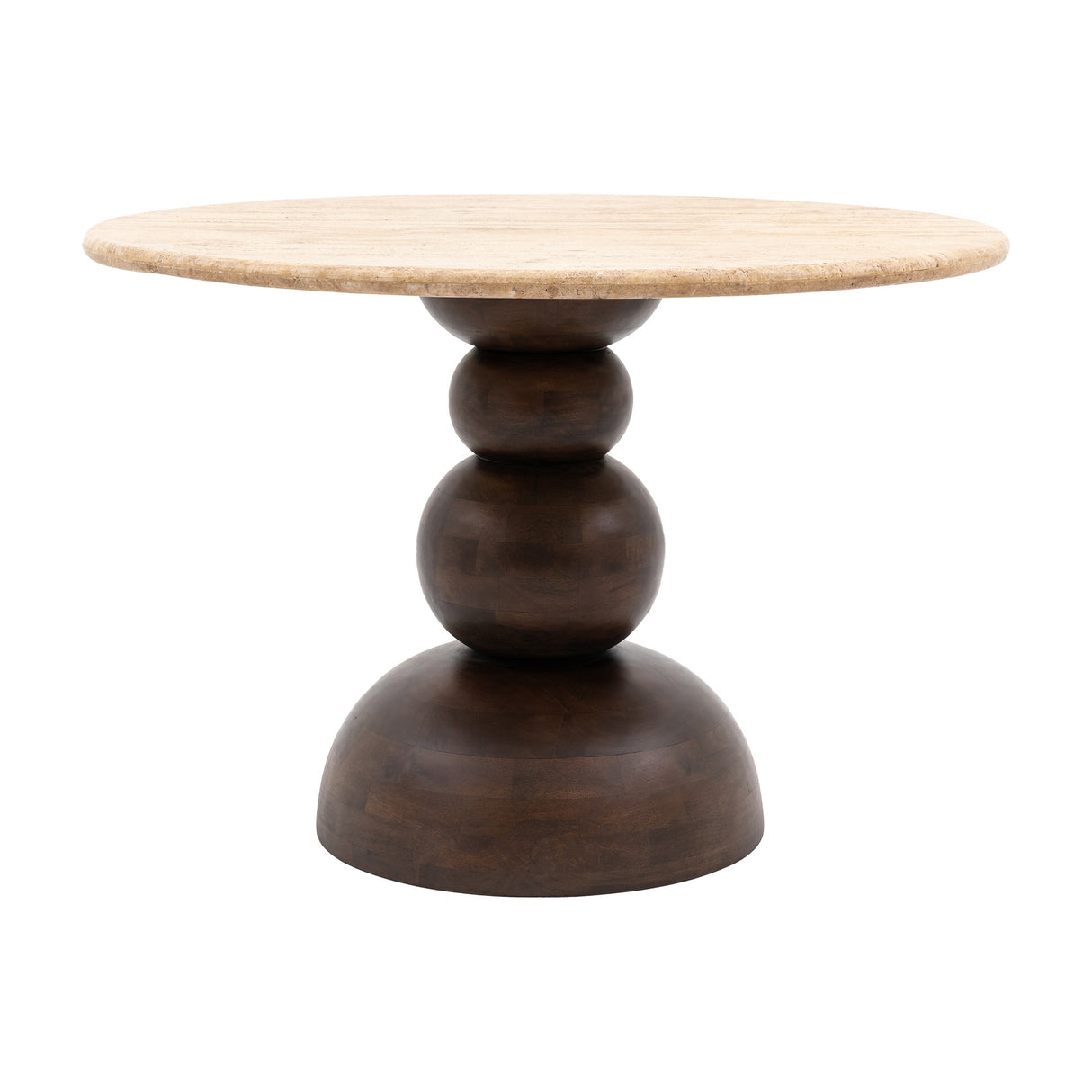 Sculpt Round Dining Table with Travertine Top – Cream
