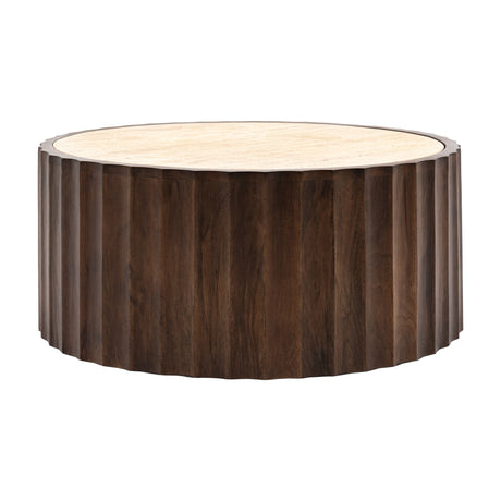 Cascia Fluted Round Coffee Table – Dark Wood
