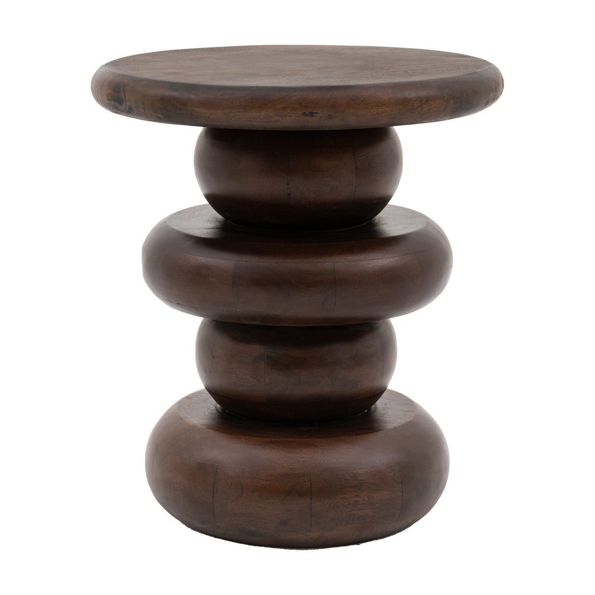 Sculpt Solid Mango Wood Side Table – Dark Wood