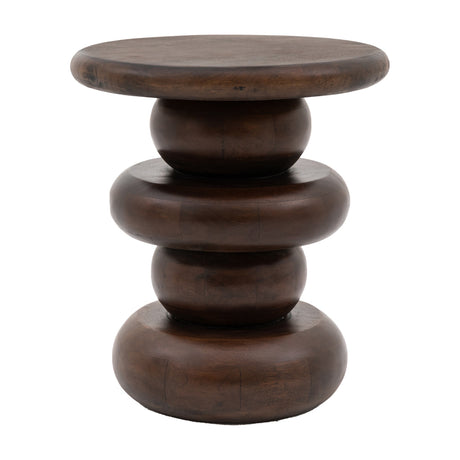 Sculpt Solid Mango Wood Side Table – Dark Wood