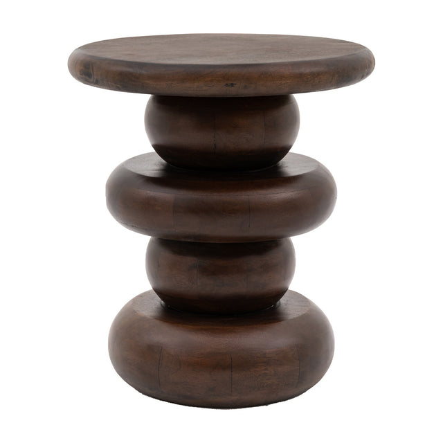 Sculpt Solid Mango Wood Side Table – Dark Wood