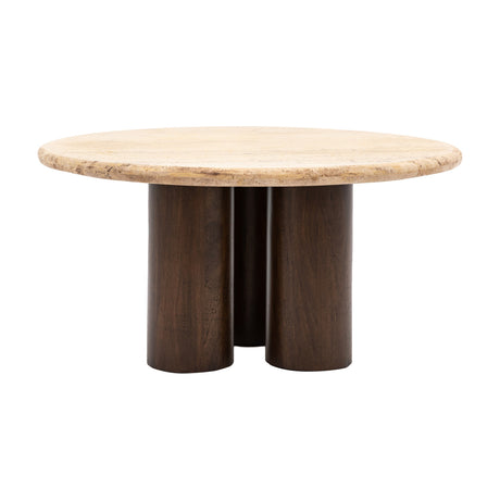 Trevi Round Coffee Table with Travertine Top – Natural