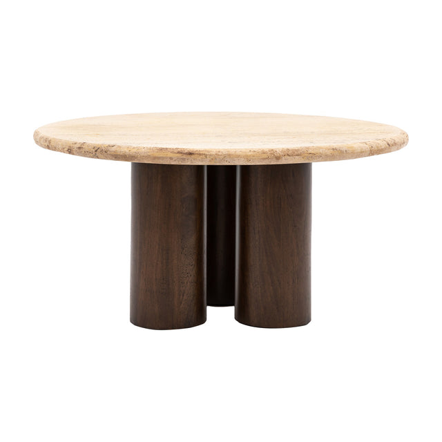 Trevi Round Coffee Table with Travertine Top – Natural