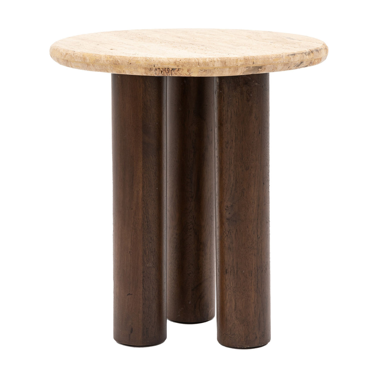 Trevi Round Side Table with Travertine Top – Cream
