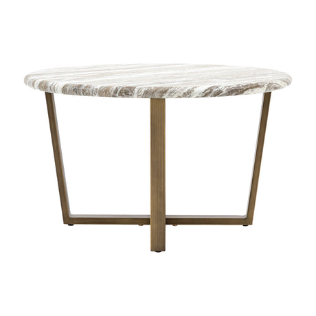 Lusso Round Coffee Table with Marble-Effect Top – Cream