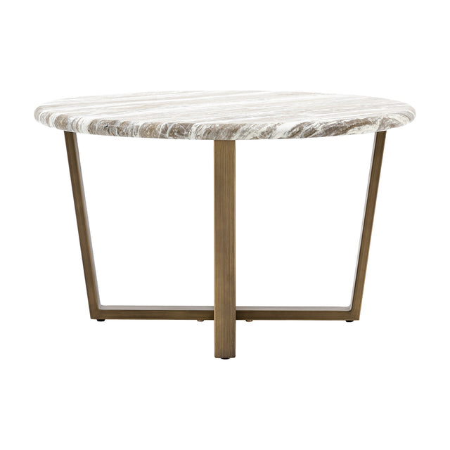 Lusso Round Coffee Table with Marble-Effect Top – Cream