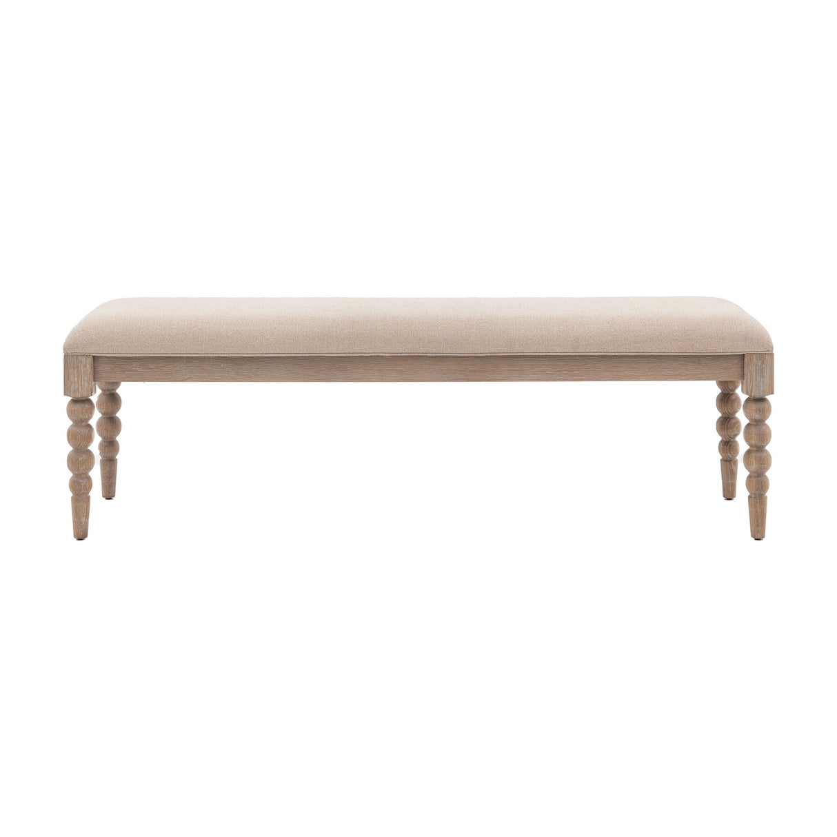 Artisan Upholstered Dining Bench with Bobbin Legs – Natural
