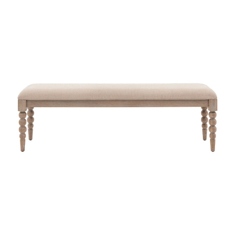 Artisan Upholstered Dining Bench with Bobbin Legs – Natural