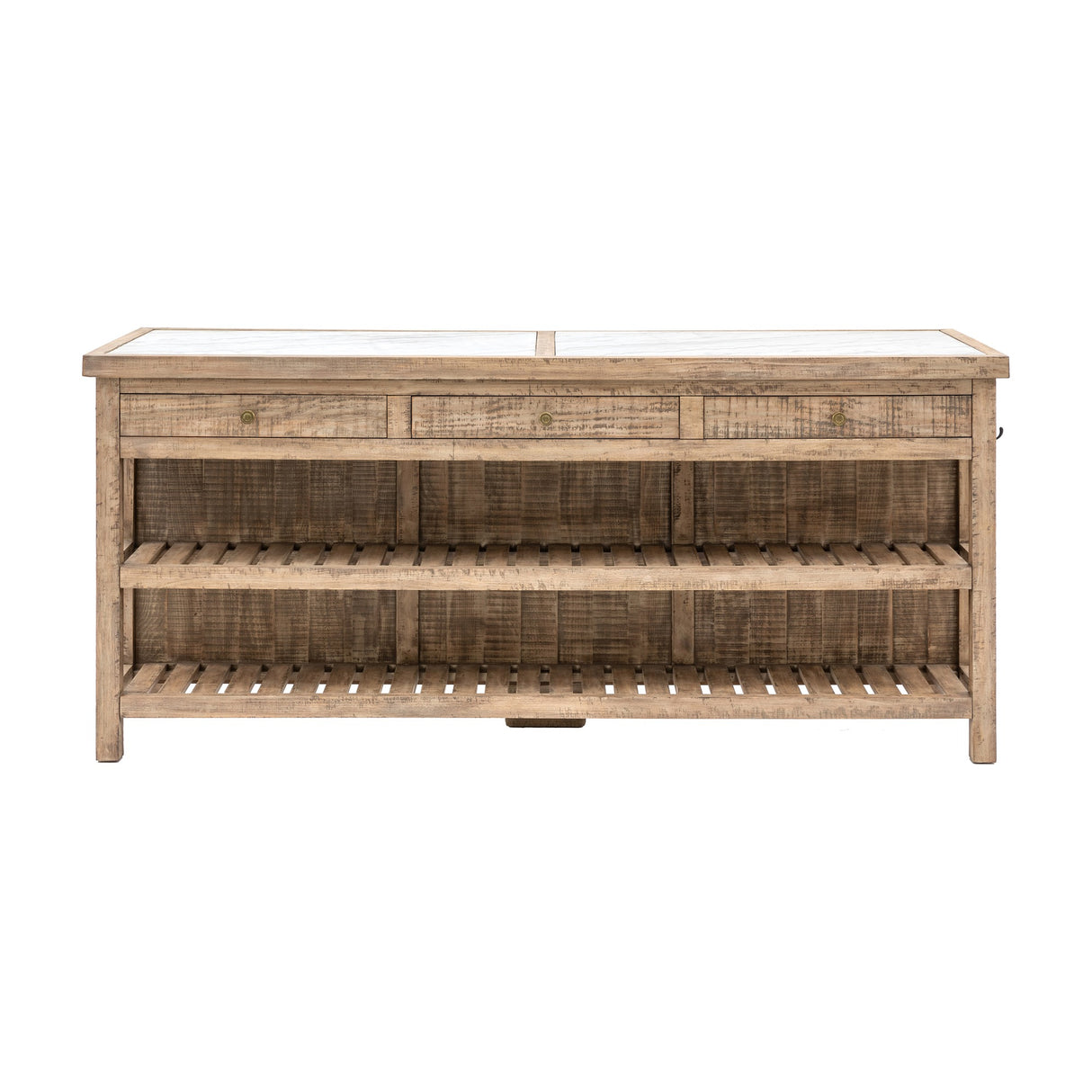 Vancouver Kitchen Island with Marble Top – Natural