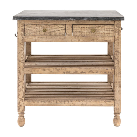 Vancouver Kitchen Island with Marble Top – Natural