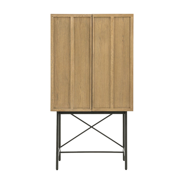 Panelled 2 Door Cocktail Cabinet – Smoked Oak