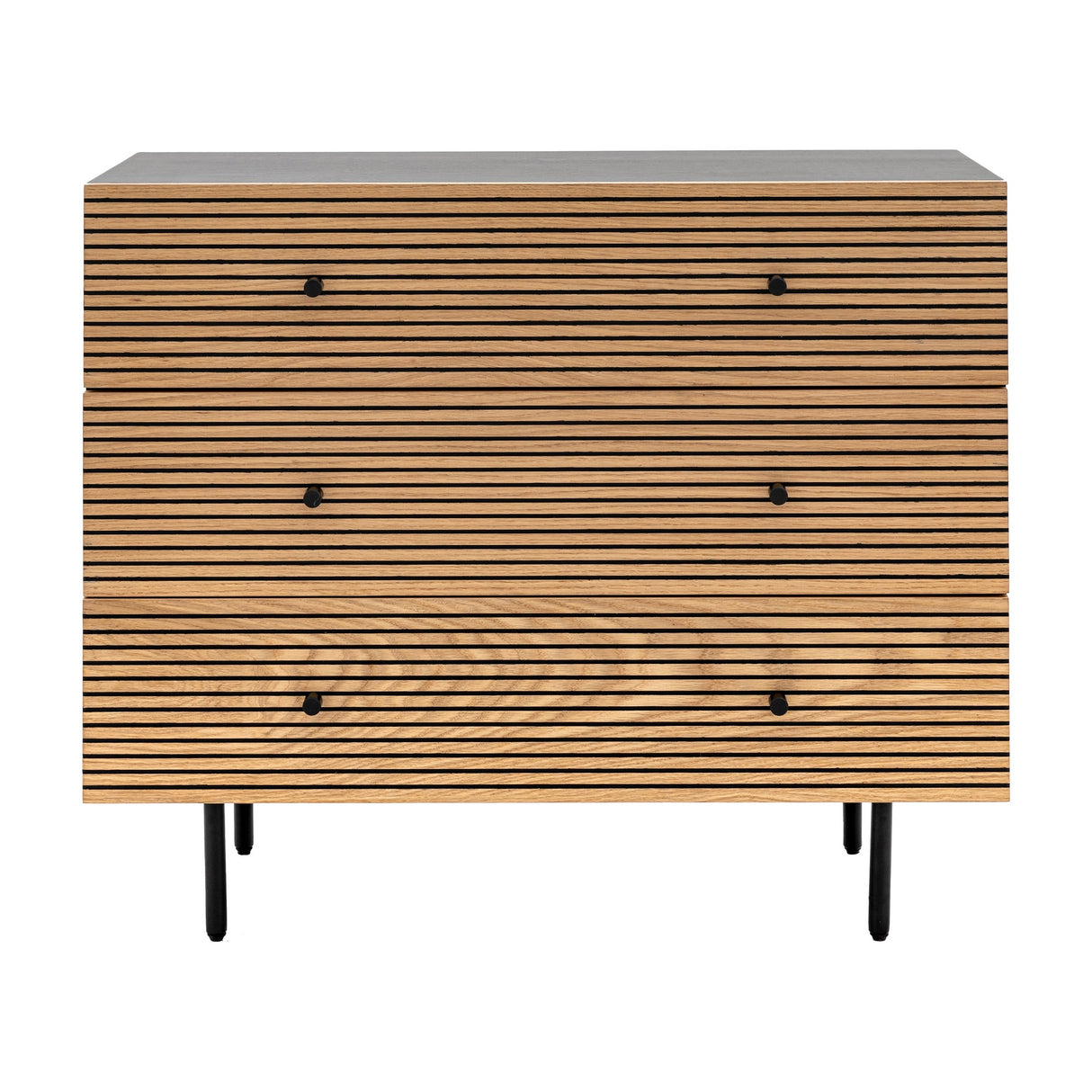 Hyland Ribbed 3 Drawer Chest – Natural Oak