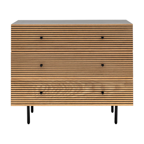 Hyland Ribbed 3 Drawer Chest – Natural Oak