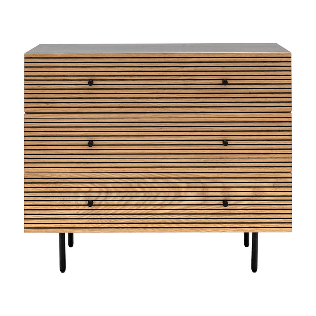 Hyland Ribbed 3 Drawer Chest – Natural Oak