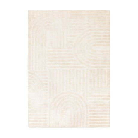 Gallery Direct Sasvane Geometric Arch Rug in natural cream with a high-low pile forming curved arches and straight stripes on a plain background.