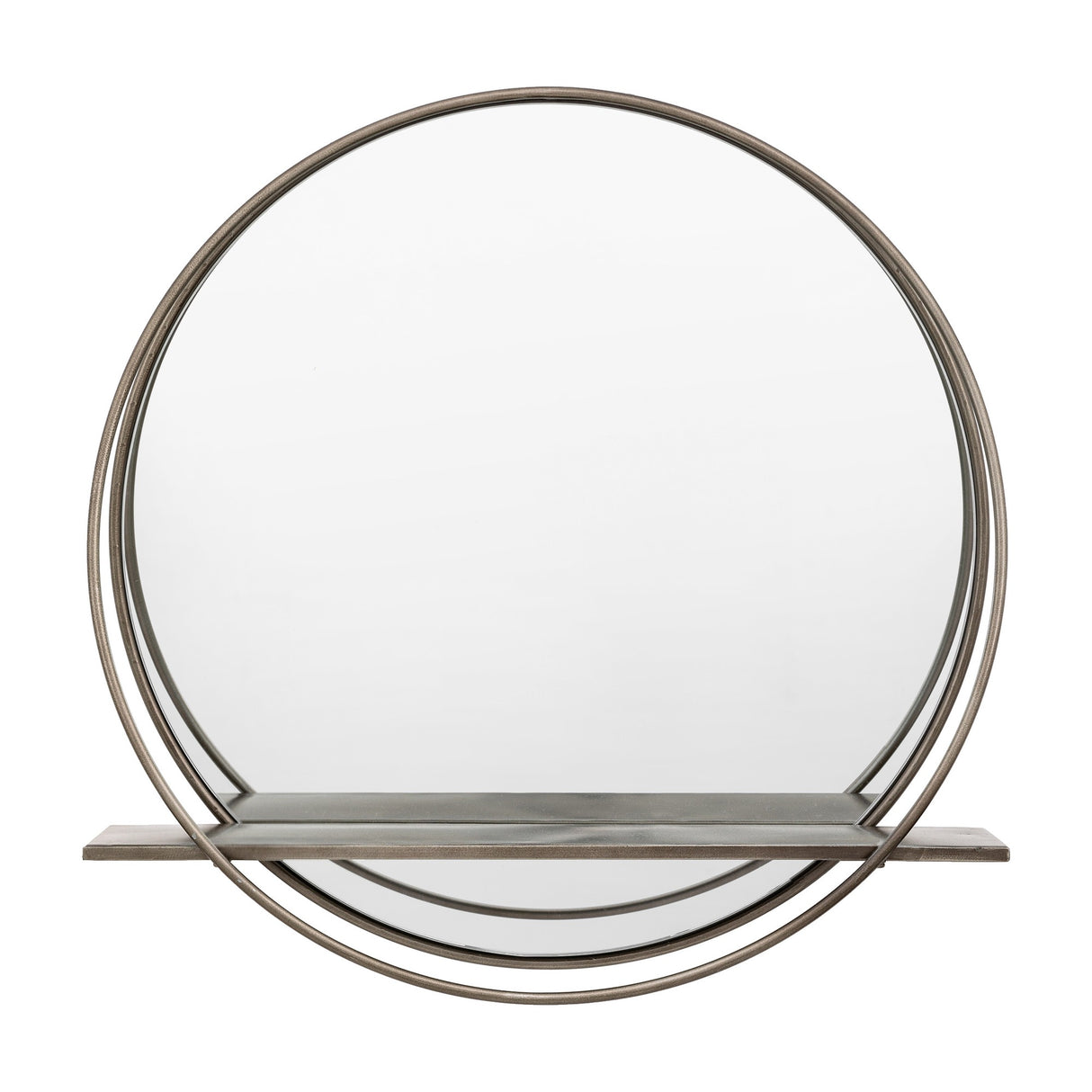 Winslow Round Mirror with Shelf – Pewter