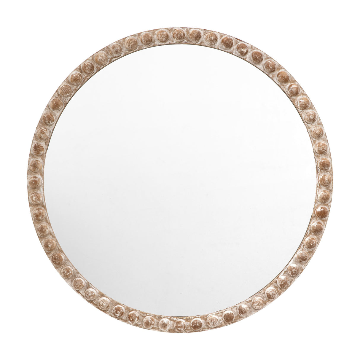 Millbrook Round Beaded Wooden Mirror – Natural