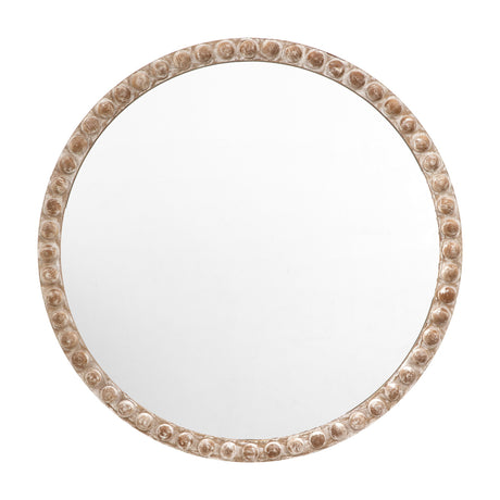 Millbrook Round Beaded Wooden Mirror – Natural