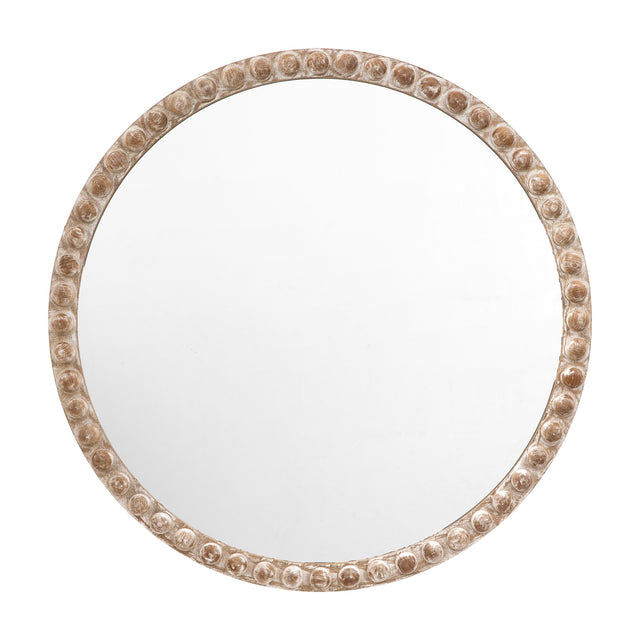 Millbrook Round Beaded Wooden Mirror – Natural