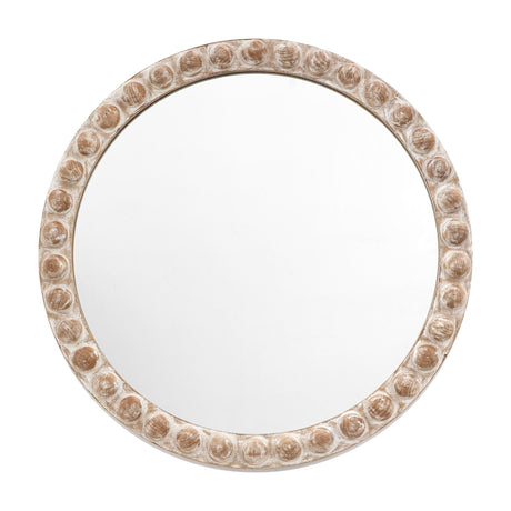 Millbrook Round Beaded Wooden Mirror – Natural