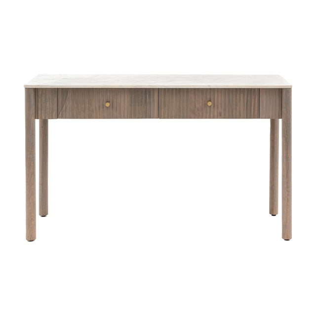 Marmo 2 Drawer Console with Marble Top – Grey Wash