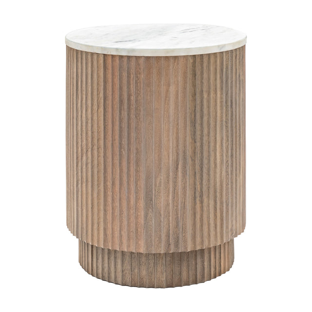 Marmo Fluted Side Table – White Marble