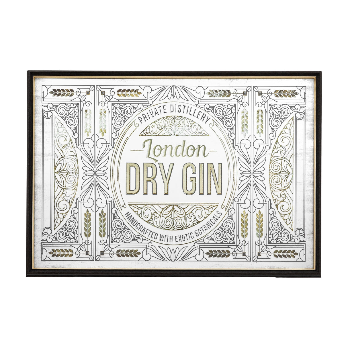 London Dry Gin Framed Mirror – Gold