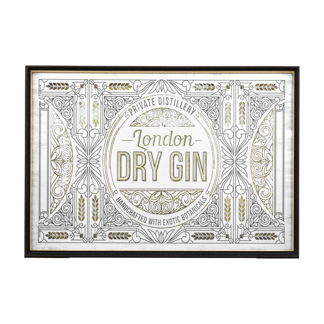 London Dry Gin Framed Mirror – Gold