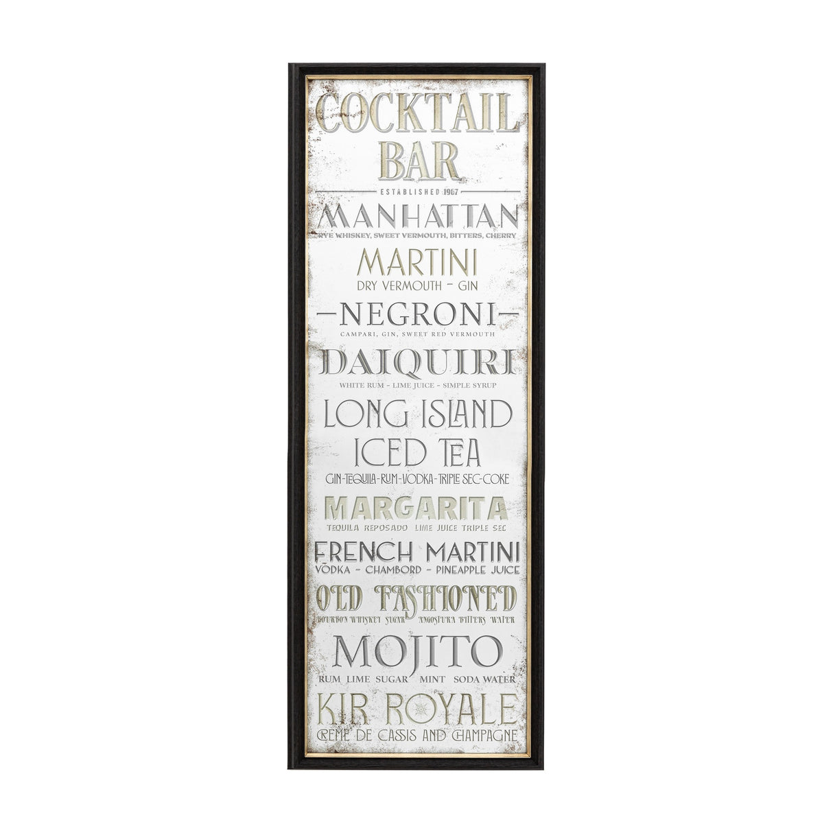 Cocktail Bar Mirrored Wall Art – Silver
