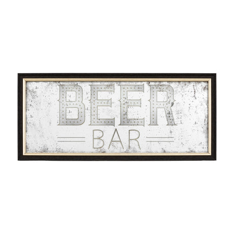 Beer Bar Mirrored Wall Sign – Silver