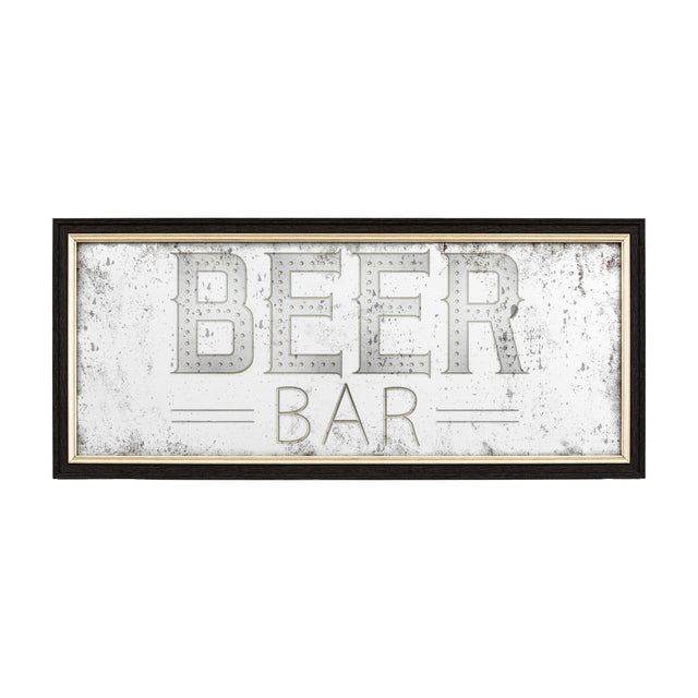 Beer Bar Mirrored Wall Sign – Silver